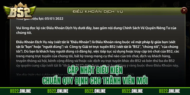 Cập nhật điều kiện chuẩn quy định cho thành viên mới